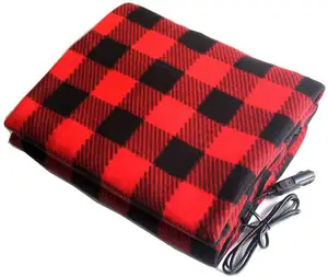 On/off controller Fleece Car Electric Blanket 12V Plush Heated Blanket for travel, heated car blanket
