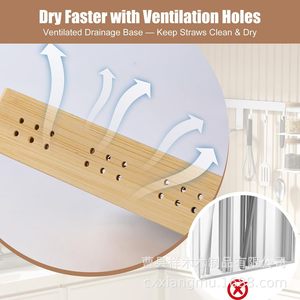 Wooden Straw <b>Storage</b> Rack Wall Mounted Natural Bamboo Organizer For Cafes Office Home Use - Product Image 3