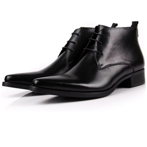 Elegantes Botas de Tobillo con Cordones para Hombre, de Cuero Genuino, con Diseño de Parches, Antideslizantes y Resistentes, para Otoño/Invierno - Product Image 1