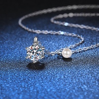 Collier classique en moissanite à six griffes pour femme, élégant, chaîne croisée de luxe léger en argent 925