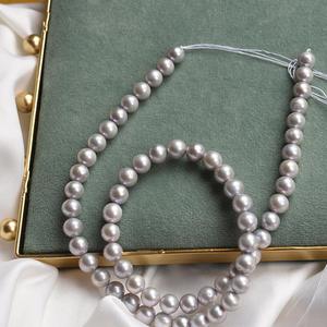 Perles d'eau douce grise naturelles, pierres rondes, 6-7mm, vente en gros, pierres précieuses - Product Image 1