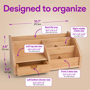 שילוב רב תפקודי במבוק שולחן כתיבה מארגן עם מגירה עבור ציוד משרדי הבית - Product Image 2