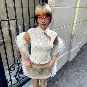 เสื้อยืดแฟชั่นสไตล์โอเรียนทัล ลายลูกไม้ฉลุลาย  ทรงปกติสำหรับผู้หญิง สีพื้น เสื้อเบลาส์ลำลอง ท็อปฤดูร้อน พิมพ์ลายดิจิทัล - Product Image 2