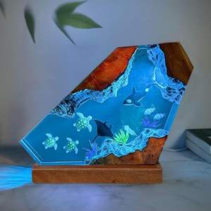 Lámpara de Mesa de Resina Epoxi con Diseño de Dragón de Fuego, Moderna, Ecológica, Hecha a Mano, con Puerto USB Personalizado, Luz Nocturna LED de Corriente Continua para Decoración de Dormitorio - Product Image 1