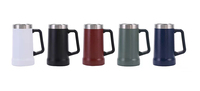 Vente en gros de tasses à bière en acier inoxydable 304 de haute qualité, 24 oz, à double paroi, avec logo personnalisé, avec poignée, gobelet isotherme pour voyage