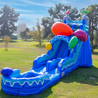 Toboggan aquatique gonflable de carnaval, qualité commerciale, double piste, en PVC, respectueux de l'environnement, avec décorations de balles colorées, pour fêtes d'été