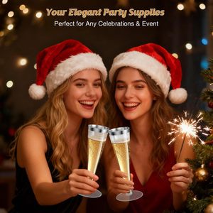 Lot <span class=keywords><strong>de</strong></span> 100 flûtes à <span class=keywords><strong>champagne</strong></span> jetables en plastique transparent avec bord argenté <span class=keywords><strong>de</strong></span> 4,5 oz, verres à vin, verres à mimosa pour mariage, anniversaire - Product Image 5