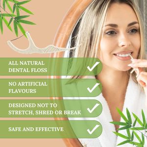 Bio biologisch abbaubare natürliche Zahnseide Picks mit starkem Bambus kohle faden und veganem Maisstärke griff - Product Image 6