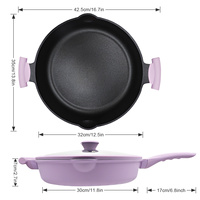 Poêle à frire Sanlang OEM Purple Cookware 32 cm en aluminium moulé, robuste, avec revêtement antiadhésif, pour la cuisine à domicile