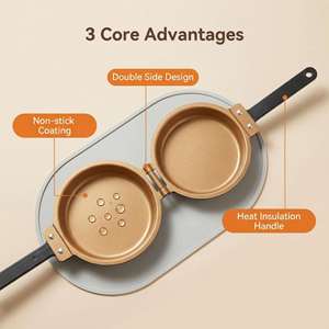 Cross-border for Cake Double-sided Mexican Folding Frying Pan Less Fume <b>Carbon</b> Steel Refined Iron Non-Stick for Gas Induction - Product Image 2