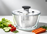 Handmatige plastic sla-spinner met comfortabel handvat, keuken fruit- en groentewasser, vergietkom