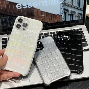 Popular Black Silver White Crocodile Faux PU Leather Slim Back Cover Case for Apple iPhone Case 15 pro max 14 13 12 11