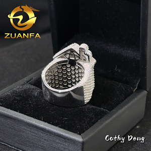 Bague pour homme tendance, style hip-hop, sertie <span class=keywords><strong>de</strong></span> diamants, en argent 925 et moissanite - Product Image 6