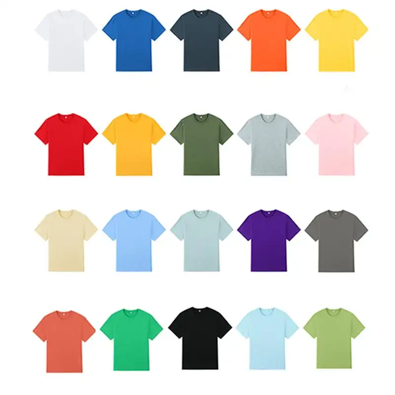 Großhandel Unisex hochwertige 100% Baumwolle individueller Logodruck einfarbig Unkragen Übergröße Herren-T-Shirts