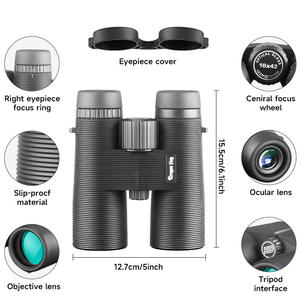Binoculares 10x42 con revestimiento múltiple HD óptico para observación de aves y paisajes, observación natural, portátiles, antideslizantes - Product Image 4