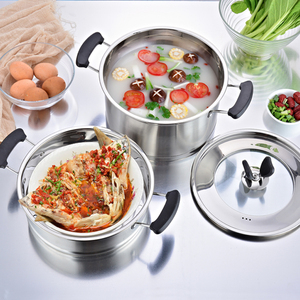 Conjunto de panelas em aço inoxidável, 6 peças de panelas para cozinha, pote de sopa, com tampa de vidro, vaporizador de leite, aparelho de jantar - Product Image 4