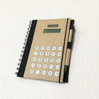 Calculatrice multifonctionnelle créative à 8 chiffres, bloc-notes avec stylo, énergie solaire, couverture en papier kraft, fournitures de bureau, calculatrice