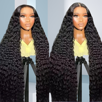 Parrucca riccia 13x6 Water Wave in capelli umani Remy indiani, senza colla, con frontale in pizzo HD, ricci burmesi, ricci profondi sciolti vietnamiti, parrucca full lace