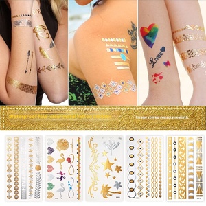 2024 personnalisé en gros européen américain vacances temporaire corps tatouage autocollants étanche bronzant argent transfrontalier métal - Product Image 1