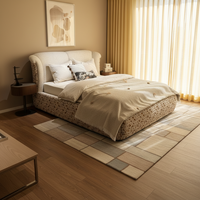VONLIVA Lit King Size Moderne en Lin, Haute Qualité, Nouveau Design, Ensembles de Chambre à Coucher, Lit King Size avec Rangement, Meubles de Chambre en Bois