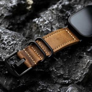 Bracelet en cuir véritable de haute qualité pour Apple Watch Ultra 49MM 45mm 46mm, design rétro pour homme avec boucle à ardillon, bracelet de montre léger - Product Image 6