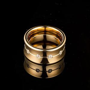 プロモレディリング防水ウーマンリングステンレススチールポリッシュ18Kゴールドメッキレディフィンガーリング、CZインレイ付き - Product Image 3