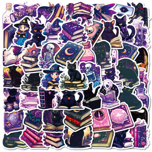 56 Uds lindos libros de Brujas lectura pegatinas de grafiti para niños decoración de botellas pegatina de <span class=keywords><strong>libro</strong></span> mágico púrpura - Product Image 1