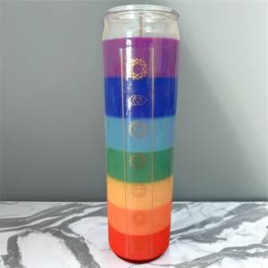O88 Venta al por mayor Barato Popular Meditación Yoga Colorido Arco Iris 7 días Velas <span class=keywords><strong>de</strong></span> cristal Iglesia <span class=keywords><strong>Siete</strong></span> capas Chakra Velas perfumadas - Product Image 3