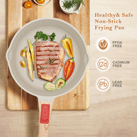 Batterie de cuisine antiadhésive en aluminium moulé OEM, compatible induction, avec poêle à sauter et ensemble de casseroles antiadhésives effet granit, poêle à frire avec poignée amovible