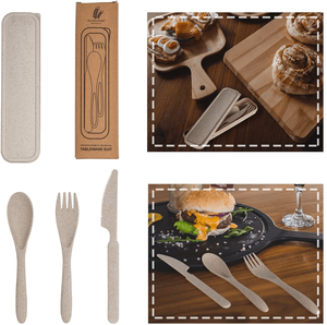 Juego de utensilios de viaje con funda, respetuosos con el medio ambiente, no tóxico, BPA, Pajita DE TRIGO portátil, reutilizable - Product Image 3