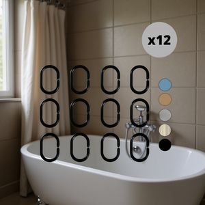 Anillos para cortinas de ducha, 12 unidades, ganchos de polipropileno negro para cortinas de baño - Product Image 3