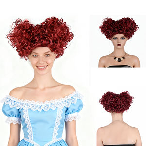 Peluca Corta Rizada Roja de Reina, Inspirada en Alicia en el País de las Maravillas, Postizo de Cosplay, Sintético Ecológico, Sin Enredos, para Eventos de Comic Con - Product Image 1