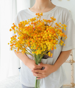 Fiori Artificiali di Gypsophila in Gomma Morbida, Colore Graduale Arancione Rosa, Effetto Realistico, per Matrimoni e Decorazioni Domestiche - Product Image 1