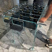 Table de football de luxe haut de gamme personnalisée en verre trempé, populaire pour les jeux sportifs intérieurs ou extérieurs à domicile