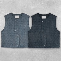 Ensemble de survêtement personnalisé en tissu tissé assorti, deux pièces, pantalon empilé et veste sans manches à boutons, tenues pour hommes, ensemble en jean denim pour hommes