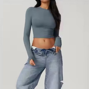 Ropa Deportiva con Logotipo Personalizado al por Mayor, Top de Yoga de Manga Larga, Agradable al Tacto, para Mujer - Product Image 2