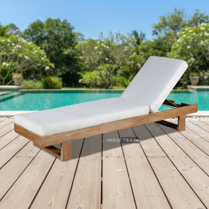 Gamora Daybed offers luxurious <b>outdoor</b> relaxation with adjustable teak design <b>cushioned</b> comfort and timeless poolside elegance - Product Image 4