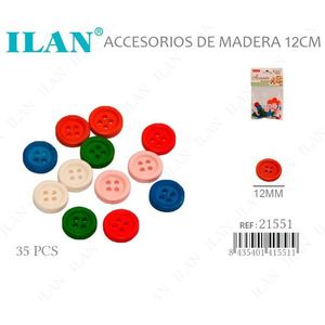 Bottoni in Legno Ilan 12mm 35 Pezzi Accessorio per Cucito e Artigianato - Product Image 1