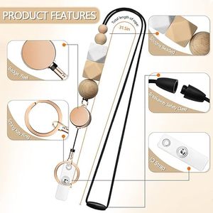 2 lanières rétractables pour cartes d'identité/clés, mignonnes, en silicone/polyester, avec perles, 2 porte-cartes étanches (pour infirmières/professeurs) - Product Image 2