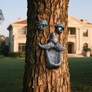 Grillige Hars Ambachten Standbeeld Snor Boom Gezicht <span class=keywords><strong>Decor</strong></span> Met Bloemenpatroon Buiten Tuin Ornament Voor Geschenken - Product Image 2