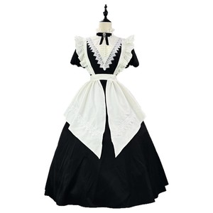 Maid Costume Black White Lace Apron Dress Women Halloween Cosplay Outfit Long <b>Skirt</b> Polyester Fabric - Product Image 5
