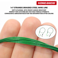KOMCAMCIS M-004 Hameçon bec d'aigle tranchant en fil d'acier 1*7 brins, phosphorescent UV, avec émerillon à roulement, 3 packs de montages prêts à l'emploi pour eau salée 2026