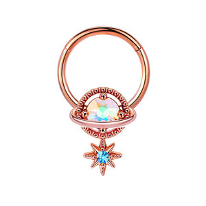 ZESENLIN निविड़ अंधकार तांबा भारतीय फूल तितली नाक अंगूठी क्लिकर महिलाओं के लिए लटकना छेदा नाक भेदी गहने - Product Image 4