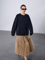 Ensemble deux pièces vintage en cachemire pur à 100 % pour femme, col rond, cache-cou amovible, tricot épais, épaules tombantes, coupe ample