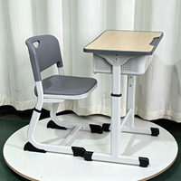 Meubles d'école écologiques modernes en bois et métal, bureau et chaise réglables en hauteur pour enfants et étudiants