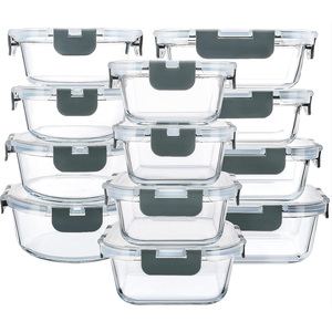 Contenants multifonctionnels pour la préparation des repas, contenants alimentaires en verre sans BPA, boîte à lunch étanche avec couvercle au design innovant - Product Image 1