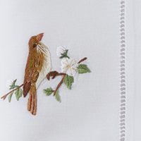100% serviettes en lin français brodées personnalisées oiseau serviettes en lin blanc lavables