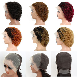 วิกผมบราซิลเลียนแฮร์ 13x1 สี 99j สำหรับตัดผมสั้น วิกผมลูกไม้ด้านหน้าแบบโปร่งใส สำหรับผมลอนหยักศก ความหนาแน่น 180% - Product Image 3