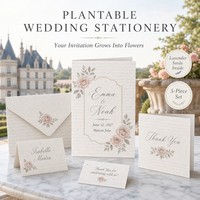 Französisches Hochzeits-Kit: Pflanzbares Rosen-Samenpapier mit Streifen-Design, individuell anpassbar, Großhandel, umweltfreundlich