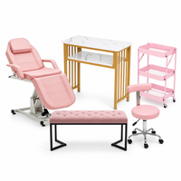 Ensemble de meubles de salon en bois rose minimaliste, durable, poste de travail pour manucure et spa, pour salons de beauté
